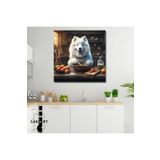 Gaagart Kare Kanvas Mutfak Tablosu Aşçı Hayvanlar Samoyed Köpek, 50 X 50