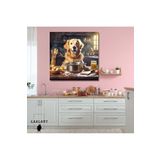 Gaagart Kare Kanvas Mutfak Tablosu Aşçı Hayvanlar Sevimli Golden Köpek, 40 X 40
