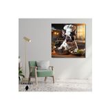 Gaagart Kare Kanvas Mutfak Tablosu Aşçı Hayvanlar Siyah French Bulldog, 70 X 70