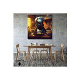 Gaagart Kare Kanvas Mutfak Tablosu Aşçı Hayvanlar Siyah Kedi, 50 X 50