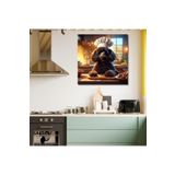 Gaagart Kare Kanvas Mutfak Tablosu Aşçı Hayvanlar Siyah Poodle Köpek, 40 X 40