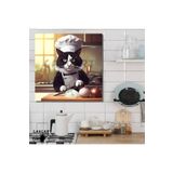 Gaagart Kare Kanvas Mutfak Tablosu Aşçı Hayvanlar Smokin Kedi, 90 X 90