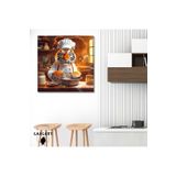 Gaagart Kare Kanvas Mutfak Tablosu Aşçı Hayvanlar Turuncu Kaplan, 40 X 40