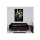 Gaagart Metal Çerçeveli Cam Kardiyoloji Poliklinik Tablosu Siyah Gold Kalp, 30 X 40