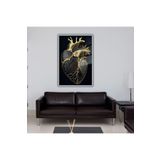 Gaagart Metal Çerçeveli Cam Kardiyoloji Poliklinik Tablosu Siyah Gold Kalp, 70 X 100