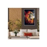 GAAGART Metal Çerçeveli Cam Tablo Sarı Turuncu Aslan Portresi 50 x 70 gartNM4312