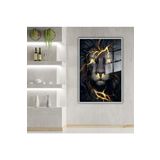 GAAGART Metal Çerçeveli Cam Tablo Şimşekli Gold Aslan Portresi 50 x 70 gartNM4374