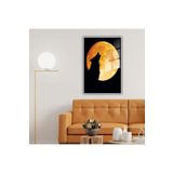GAAGART Metal Çerçeveli Temperli Cam Tablo Dolunay ve Uluyan Kurt 30 x 40 gartNM4559