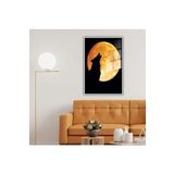 GAAGART Metal Çerçeveli Temperli Cam Tablo Dolunay ve Uluyan Kurt 60 x 90 gartNM4561