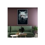 GAAGART Metal Çerçeveli Temperli Cam Tablo Kırmızı Gözlü Kurt Portresi 40 x 60 gartNM5199