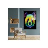 GAAGART Metal Çerçeveli Temperli Cam Tablo Neon Renkli Panda 70 x 100 gartNM4896