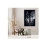 GAAGART Metal Çerçeveli Temperli Cam Tablo Siyah Beyaz Kurt Portresi 50 x 70 gartNM4651