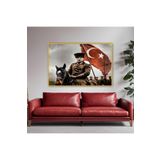 Gaagart Metal Çerçeveli Yatay Cam Ofis Duvar Tablosu Atatürk Görseli, 60 X 40