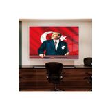 Gaagart Metal Çerçeveli Yatay Cam Ofis Duvar Tablosu Atatürk Portresi, 40 X 30
