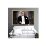 Gaagart Metal Çerçeveli Yatay Cam Ofis Duvar Tablosu Kemal Atatürk, 100 X 70