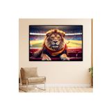 Gaagart Metal Çerçeveli Yatay Cam Sarı Kırmızı Atkılı Karizmatik Aslan, 90 X 60