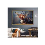 Gaagart Metal Çerçeveli Yatay Cam Tablo Bohem Vazoda Kuru Çiçek Tasarım, 40 X 30