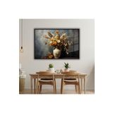 Gaagart Metal Çerçeveli Yatay Cam Tablo Vazoda Kuru Çiçek Ve Papatyalar, 60 X 40