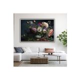 Gaagart Metal Çerçeveli Yatay Cam Tablo Vazoda Renkli Çiçek Seremonisi, 40 X 30