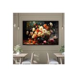 Gaagart Metal Çerçeveli Yatay Cam Tablo Vazoda Renkli Yıldız Çiçekleri, 40 X 30
