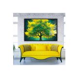 Gaagart Metal Çerçeveli Yatay Cam Tablo Yeşil Ve Sarı Ağaç Tasarımı, 70 X 50