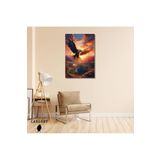 Gaagart Tekli Dikey Kanvas Duvar Tablosu Gün Batımı Ve Uçan Kartal, 40 X 60