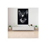 Gaagart Tekli Dikey Kanvas Duvar Tablosu Karşıdan Kanatlarını Açmış Siyah Beyaz Kartal, 40 X 60
