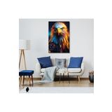 Gaagart Tekli Dikey Kanvas Duvar Tablosu Parlak Renkli Asil Kartal Portresi, 60 X 90