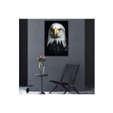 Gaagart Tekli Dikey Kanvas Duvar Tablosu Siyah Beyaz Kara Kartal Karşıdan, 40 X 60