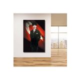Gaagart Tekli Dikey Kanvas Duvar Tablosu Türk Bayrağı Ve Atatürk, 40 X 60