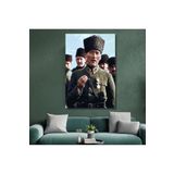 Gaagart Tekli Dikey Kanvas Duvar Tablosu Yeşil Üniformalı Atatürk, 60 X 90