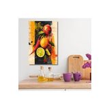 Gaagart Tekli Dikey Kanvas Mutfak Tablosu Portakal Nar Biber Ve Limon, 40 X 60
