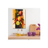 Gaagart Tekli Dikey Kanvas Mutfak Tablosu Portakal Nar Biber Ve Limon, 70 X 100