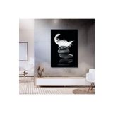 GAAGART Tekli Dikey Kanvas Tablo Taşlar ve Beyaz Şans Tüyü 30 x 40 gartNM6992
