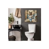 GAAGART Tekli Kare Kanvas Banyo Tablosu Gazete Okuyan Alman Kurt Köpeği 40 x 40 gartNM8290