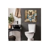 GAAGART Tekli Kare Kanvas Banyo Tablosu Gazete Okuyan Alman Kurt Köpeği 50 x 50 gartNM8291