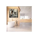 GAAGART Tekli Kare Kanvas Banyo Tablosu Gazete Okuyan Belçika Kurt Köpeği 40 x 40 gartNM8360