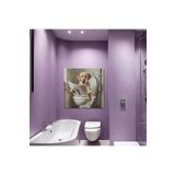 GAAGART Tekli Kare Kanvas Banyo Tablosu Gazete Okuyan Kahverengi Labrador Köpek 40 x 40 gartNM8384