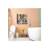 GAAGART Tekli Kare Kanvas Banyo Tablosu Gazete Okuyan Renkli Fil 40 x 40 gartNM8275