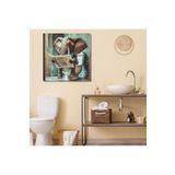 Gaagart Tekli Kare Kanvas Banyo Tablosu Gazete Okuyan Sevimli Fil, 40 X 40