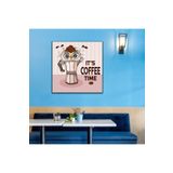 GAAGART Tekli Kare Kanvas Duvar Tablosu Kahve Köşesi Moka Pot Baykuş 40 x 40 gartNM8260