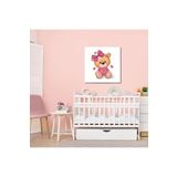 GAAGART Tekli Kare Kanvas Kız Çocuk Odası Pembe Kalpli Ayıcık Tablosu 40 x 40 gartNM8198
