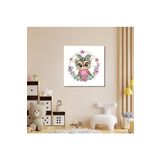 GAAGART Tekli Kare Kanvas Kız Çocuk Odası Sevimli Baykuş Tablosu 40 x 40 gartNM8191