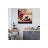 Gaagart Tekli Kare Kanvas Mutfak Tablosu Kahve Köşesi Teması Çiçekler, 40 X 40