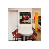 Gaagart Tekli Kare Kanvas Mutfak Tablosu Yağlı Boya Görünümlü Kirazlar, 40 X 40