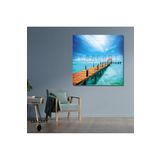 Gaagart Tekli Kare Kanvas Tablo Hawaii Deniz Manzarası İskele, 50 X 50