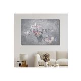 Gaagart Tekli Yatay Kanvas Duvar Tablosu Gri Fonda Soft Çiçekler Kuş, 90 X 60