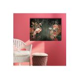 GAAGART Tekli Yatay Kanvas Tablo Pastel Pembe Flamingo ve Yapraklar 60 x 40 gartNM8501