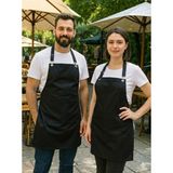 Gabardin Kumaş % 100 Pamuk Ayarlanabilir Askılı Garson – Barista – Şef Önlüğü Mutfak Önlüğü - Siyah