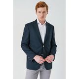 Gabardin Mono Yaka Tek Yırtmaç 6 Drop Comfort Fit Rahat Kesim Basic Ceket 1002240006 - Lacivert